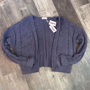 Jessica Simpson Women's Purple Cable Knit Cardigan